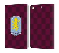 Head Case Designs Licenza Ufficiale Aston Villa Football Club A Scacchi Design con Stemma 2024 Custodia Cover in Pelle a Portafoglio Compatibile con Apple iPad 9.7 2017 / iPad 9.7 2018