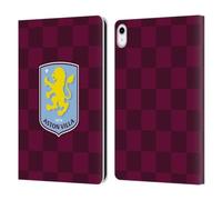 Head Case Designs Licenza Ufficiale Aston Villa Football Club A Scacchi Design con Stemma 2024 Custodia Cover in Pelle a Portafoglio Compatibile con Apple iPad 10.9 (2022)