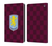 Head Case Designs Licenza Ufficiale Aston Villa Football Club A Scacchi Design con Stemma 2024 Custodia Cover in Pelle a Portafoglio Compatibile con Fire HD 8/Fire HD 8 Plus 2020