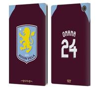 Head Case Designs Licenza Ufficiale Aston Villa Football Club Amadou Onana 2025/26 Giocatori Home Kit Custodia Portafoglio in Pelle Compatibile con Amazon Fire Max 11 2023