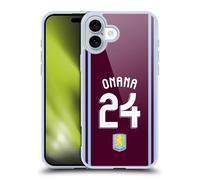 Head Case Designs Licenza Ufficiale Aston Villa Football Club Amadou Onana Kit Giocatore 2024/25 con Stemma Custodia in Gel [Protezione di Grado Militare] Compatibile con Apple iPhone 16 Plus
