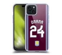 Head Case Designs Licenza Ufficiale Aston Villa Football Club Amadou Onana Kit Giocatore 2024/25 con Stemma Custodia in Gel [Protezione di Grado Militare] Compatibile con Apple iPhone 15 Plus