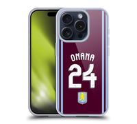 Head Case Designs Licenza Ufficiale Aston Villa Football Club Amadou Onana Kit Giocatore 2024/25 con Stemma Custodia in Gel [Protezione di Grado Militare] Compatibile con Apple iPhone 15 PRO