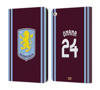 Head Case Designs Licenza Ufficiale Aston Villa Football Club Amadou Onana Kit Giocatore 2024/25 con Stemma Custodia Cover in Pelle a Portafoglio Compatibile con Apple iPad Air 2 (2014)