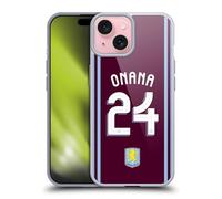 Head Case Designs Licenza Ufficiale Aston Villa Football Club Amadou Onana Kit Giocatore 2024/25 con Stemma Custodia in Gel [Protezione di Grado Militare] Compatibile con Apple iPhone 15