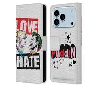 Head Case Designs Licenza Ufficiale Batman DC Comics Amore Odio Joker Harley Quinn Grafiche Custodia Portafoglio in Pelle Compatibile con Apple iPhone 17 PRO