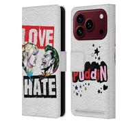 Head Case Designs Licenza Ufficiale Batman DC Comics Amore Odio Joker Harley Quinn Grafiche Custodia Portafoglio in Pelle Compatibile con Apple iPhone 18 Pro