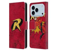 Head Case Designs Licenza Ufficiale Batman DC Comics Logo Grunge Robin Custodia Portafoglio in Pelle Compatibile con Apple iPhone 17 PRO