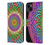 Head Case Designs Licenza Ufficiale Beth Wilson Mandala Nodi Celtici Arcobaleno Custodia Portafoglio in Pelle Compatibile con Apple iPhone 15 Plus