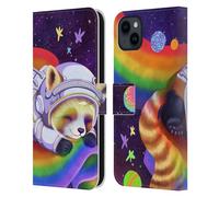 Head Case Designs Licenza Ufficiale Carla Morrow Panda Rosso Che Dorme Animali Arcobaleno Custodia Portafoglio in Pelle Compatibile con Apple iPhone 15 Plus