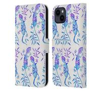 Head Case Designs Licenza Ufficiale Cat Coquillette Gecko Indaco Animali 2 Custodia Portafoglio in Pelle Compatibile con Apple iPhone 15 Plus