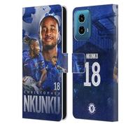 Head Case Designs Licenza Ufficiale Chelsea Football Club Christopher Nkunku 2024/25 Prima Squadra Custodia Portafoglio in Pelle Compatibile con Motorola Moto G34 5G