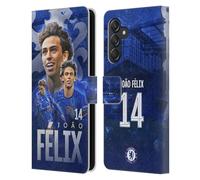 Head Case Designs Licenza Ufficiale Chelsea Football Club João Félix 2024/25 Prima Squadra Custodia Portafoglio in Pelle Compatibile con Samsung Galaxy M55 5G