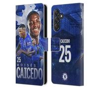 Head Case Designs Licenza Ufficiale Chelsea Football Club Moisés Caicedo 2024/25 Prima Squadra Custodia Portafoglio in Pelle Compatibile con Samsung Galaxy M55 5G