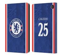 Head Case Designs Licenza Ufficiale Chelsea Football Club Moisés Caicedo 2025/26 Giocatori Home Kit Custodia Portafoglio in Pelle Compatibile con Amazon Fire 7 2022