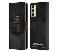 Head Case Designs Licenza Ufficiale Cobra Kai Logo Metallico Grafiche Custodia Portafoglio in Pelle Compatibile con Samsung Galaxy A14 5G