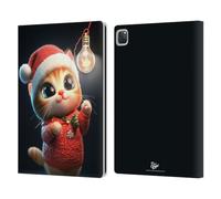 Head Case Designs Licenza Ufficiale D.S. Valori Luce Natalizia per Gattini Kitty E Cucciolo Custodia Portafoglio in Pelle Compatibile con Apple iPad PRO 12.9 2020/2021/2022