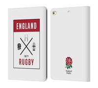 Head Case Designs Licenza Ufficiale England Rugby Union Icone Rosa Rossa Custodia Portafoglio in Pelle Compatibile con Apple iPad 9.7 2017 / iPad 9.7 2018