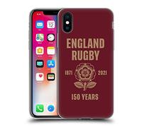 Head Case Designs Licenza Ufficiale England Rugby Union Rosso 110esimo Anniversario Custodia in Gel [Protezione di Grado Militare] Compatibile con Apple iPhone X/iPhone XS