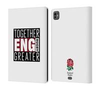 Head Case Designs Licenza Ufficiale England Rugby Union Together Greater Logo Rosa Rossa Custodia Portafoglio in Pelle Compatibile con Apple iPad PRO 11 M4 2024
