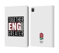 Head Case Designs Licenza Ufficiale England Rugby Union Together Greater Logo Rosa Rossa Custodia Portafoglio in Pelle Compatibile con Apple iPad PRO 12.9 2020/2021/2022
