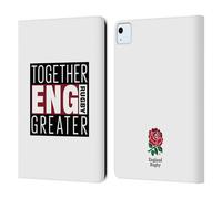 Head Case Designs Licenza Ufficiale England Rugby Union Together Greater Logo Rosa Rossa Custodia Portafoglio in Pelle Compatibile con Apple iPad Air 11 2020/2022/2024/2025