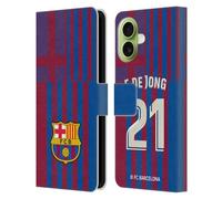 Head Case Designs Licenza Ufficiale FC Barcelona Frenkie de Jong 2021/22 Giocatori Home Kit Gruppo 1 Custodia Portafoglio in Pelle Compatibile con Apple iPhone 17