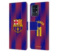 Head Case Designs Licenza Ufficiale FC Barcelona Raphinha 2025/26 Giocatori Home Kit Custodia Portafoglio in Pelle Compatibile con Moto Edge 40 PRO/Plus 2023