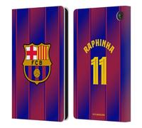 Head Case Designs Licenza Ufficiale FC Barcelona Raphinha 2025/26 Giocatori Home Kit Custodia Portafoglio in Pelle Compatibile con Amazon Fire 7 2022