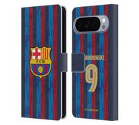 Head Case Designs Licenza Ufficiale FC Barcelona Robert Lewandowski 2022/23 Giocatori Home Kit Custodia Portafoglio in Pelle Compatibile con Google Pixel 10 Pro XL