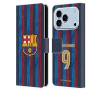 Head Case Designs Licenza Ufficiale FC Barcelona Robert Lewandowski 2022/23 Giocatori Home Kit Custodia Portafoglio in Pelle Compatibile con Apple iPhone 17 PRO