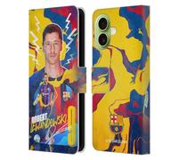 Head Case Designs Licenza Ufficiale FC Barcelona Robert Lewandowski 2022/23 Prima Squadra Custodia Portafoglio in Pelle Compatibile con Apple iPhone 17