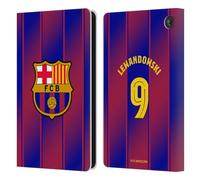 Head Case Designs Licenza Ufficiale FC Barcelona Robert?Lewandowski 2025/26 Giocatori Home Kit Custodia Portafoglio in Pelle Compatibile con Amazon Fire 7 2022