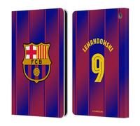 Head Case Designs Licenza Ufficiale FC Barcelona Robert?Lewandowski 2025/26 Giocatori Home Kit Custodia Portafoglio in Pelle Compatibile con Fire HD 8/Fire HD 8 Plus 2020