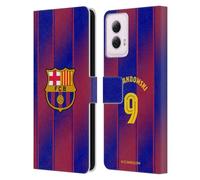 Head Case Designs Licenza Ufficiale FC Barcelona Robert?Lewandowski 2025/26 Giocatori Home Kit Custodia Portafoglio in Pelle Compatibile con Motorola Moto G Power (2024)