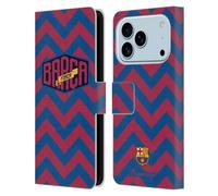 Head Case Designs Licenza Ufficiale FC Barcelona Zigzag FORCA Barca Custodia Portafoglio in Pelle Compatibile con Apple iPhone 17 PRO