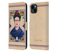 Head Case Designs Licenza Ufficiale Frida Kahlo Blu Ritratto Custodia Portafoglio in Pelle Compatibile con Apple iPhone 15 Plus