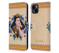 Head Case Designs Licenza Ufficiale Frida Kahlo Indaco Ritratto Custodia Portafoglio in Pelle Compatibile con Apple iPhone 15 Plus