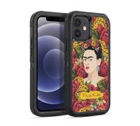Head Case Designs Licenza Ufficiale Frida Kahlo Pattern Ritratto Floreale Rosso Custodia Antiurto Ultra Blindata compatibile con Apple iPhone 12 / iPhone 12 Pro