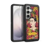 Head Case Designs Licenza Ufficiale Frida Kahlo Pattern Ritratto Floreale Rosso Custodia Antiurto Ultra Blindata compatibile con Samsung Galaxy S26 Plus
