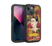 Head Case Designs Licenza Ufficiale Frida Kahlo Pattern Ritratto Floreale Rosso Custodia Antiurto Ultra Blindata compatibile con Apple iPhone 13