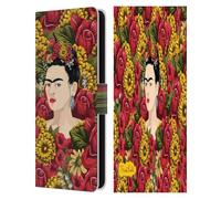 Head Case Designs Licenza Ufficiale Frida Kahlo Pattern Ritratto Floreale Rosso Custodia Portafoglio in Pelle Compatibile con Samsung Galaxy S25 FE