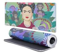 Head Case Designs Licenza Ufficiale Frida Kahlo Scimmia e Pavone Arte Floreale 37.4 x 15.75 x 0.16 Inches (900 x 400 mm) - XL Tappetino per Mouse E Scrivania da Ufficio per Giochi Tastiera PC