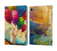 Head Case Designs Licenza Ufficiale Haroulita Gatto con Palloncini Animali Arte Mista Custodia Portafoglio in Pelle Compatibile con Apple iPad PRO 12.9 2020/2021/2022