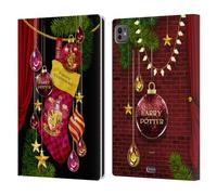 Head Case Designs Licenza Ufficiale Harry Potter Gryffindor Ornamenti Natalizie Custodia Portafoglio in Pelle Compatibile con Apple iPad PRO 11 M4 2024