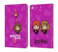 Head Case Designs Licenza Ufficiale Harry Potter Hermione Ron Incantesimo Deathly Hallows I Custodia Portafoglio in Pelle Compatibile con Apple iPad 9.7 2017 / iPad 9.7 2018