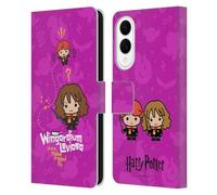 Head Case Designs Licenza Ufficiale Harry Potter Hermione Ron Incantesimo Deathly Hallows I Custodia Portafoglio in Pelle Compatibile con Samsung Galaxy S25 Edge