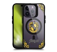 Head Case Designs Licenza Ufficiale Harry Potter Hufflepuff Case Black Shockproof Bumper Case [Military Grade Protection] Compatible with Apple iPhone 14 Pro and Compatible with MagSafe