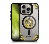 Head Case Designs Licenza Ufficiale Harry Potter Hufflepuff Case Black Shockproof Bumper Case [Military Grade Protection] Compatible with Apple iPhone 15 Pro and Compatible with MagSafe