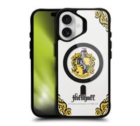 Head Case Designs Licenza Ufficiale Harry Potter Hufflepuff Case Black Shockproof Bumper Case [Military Grade Protection] Compatible with Apple iPhone 16 and Compatible with MagSafe